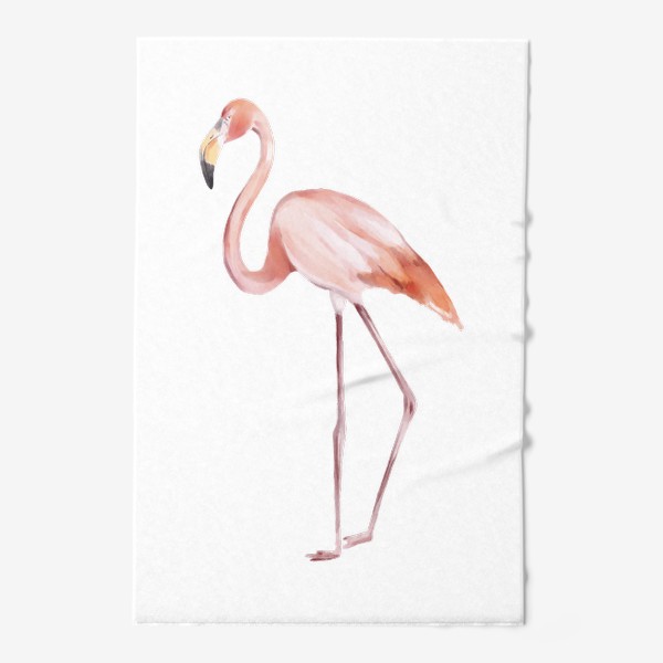 Полотенце «Акварельная нарисованная вручную яркая иллюстрация с розовым фламинго. Птица Африки»