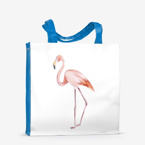 Сумка-шоппер «Акварельная нарисованная вручную яркая иллюстрация с розовым фламинго. Птица Африки»