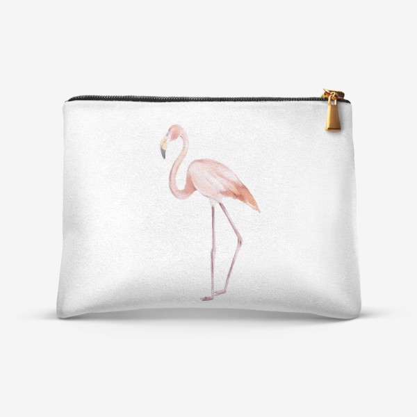 Косметичка «Акварельная нарисованная вручную яркая иллюстрация с розовым фламинго. Птица Африки»