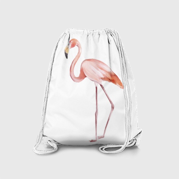 Рюкзак «Акварельная нарисованная вручную яркая иллюстрация с розовым фламинго. Птица Африки»