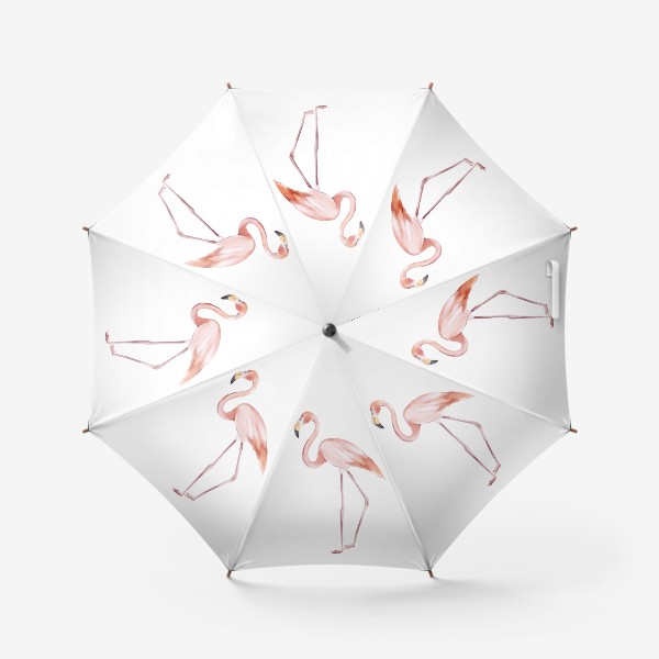 Зонт «Акварельная нарисованная вручную яркая иллюстрация с розовым фламинго. Птица Африки»