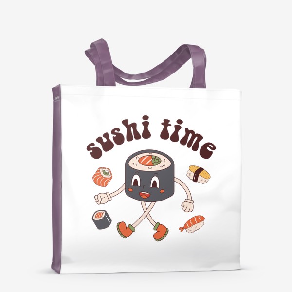 Сумка-шоппер «время суши | sushi time | суши в ретро стиле»