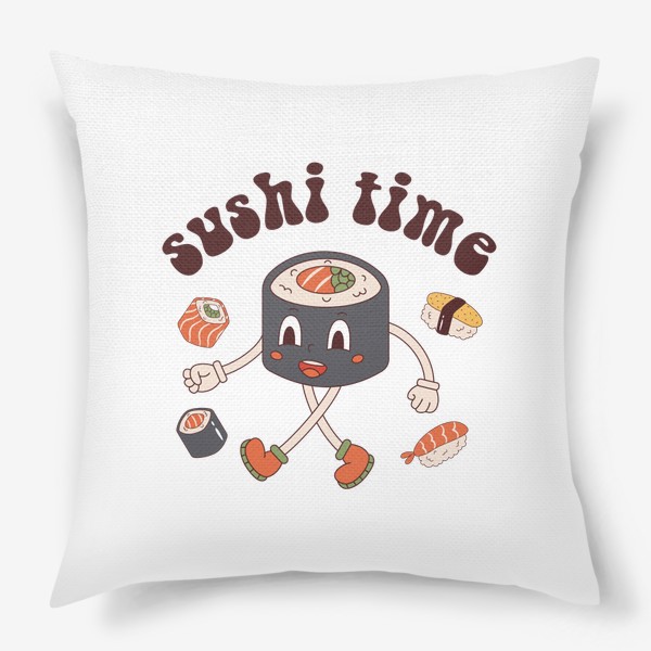Подушка &laquo;время суши | sushi time | суши в ретро стиле&raquo;