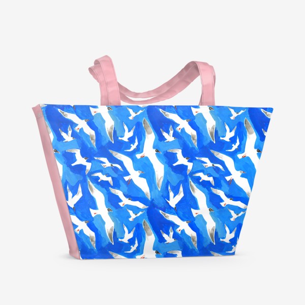 Пляжная сумка «Чайки на синем»