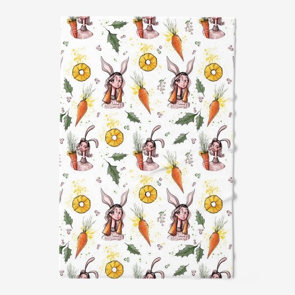 Полотенце «Девочки зайки, ананасы и морковки»