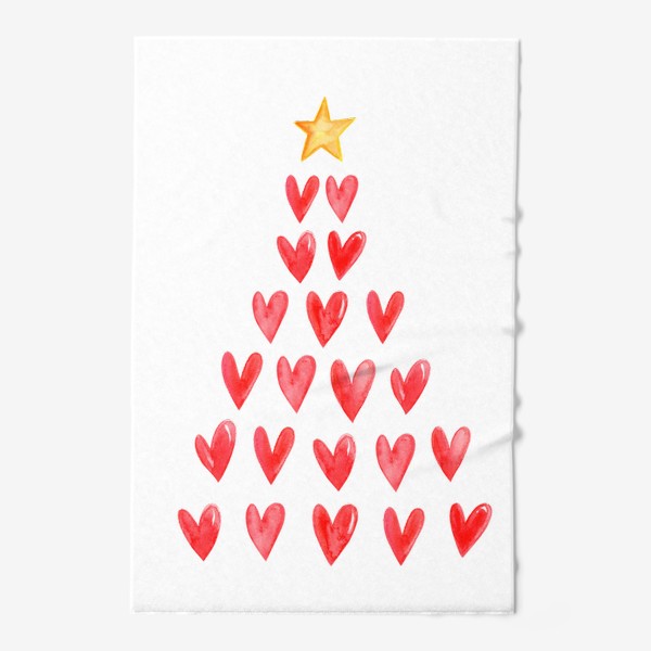 Полотенце «Новогодняя елка из сердечек»