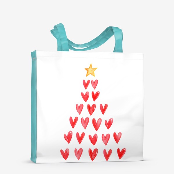 Сумка-шоппер «Новогодняя елка из сердечек»