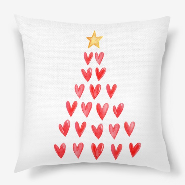 Подушка «Новогодняя елка из сердечек»