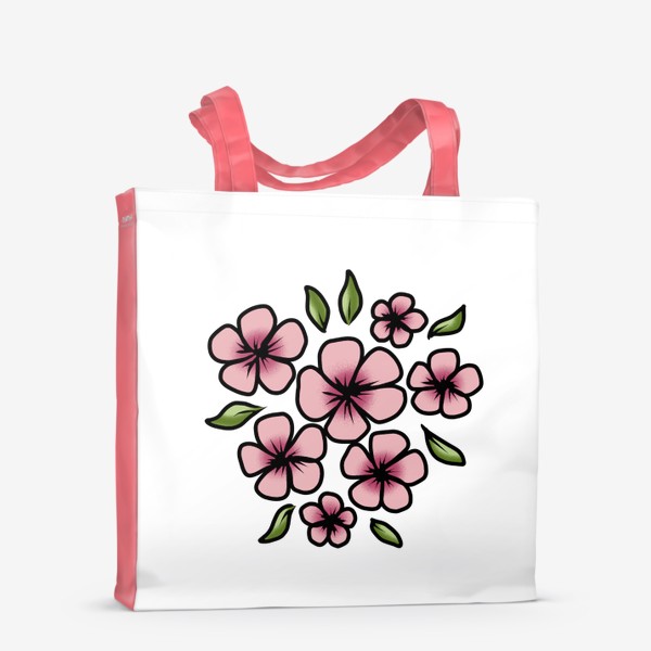 Сумка-шоппер «Цветы сакуры в дудл стиле»