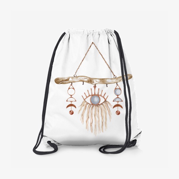 Рюкзак «Акварельная нарисованная вручную иллюстрация декора для дома в бохо стиле. Макраме, глаз, ловцы, украшения»