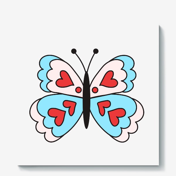 Холст «Бабочка сердечки любовь»