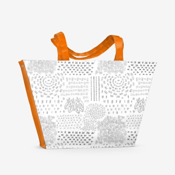 Пляжная сумка «Нарисованный вручную абстрактный бесшовный фон с карандашными штриховками. Разные виды штрихов, скетч»