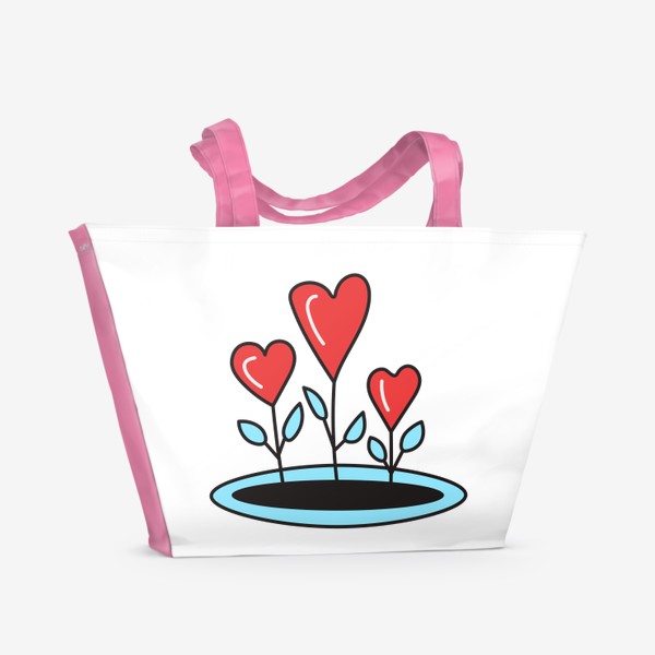 Пляжная сумка «Сердечки цветы»