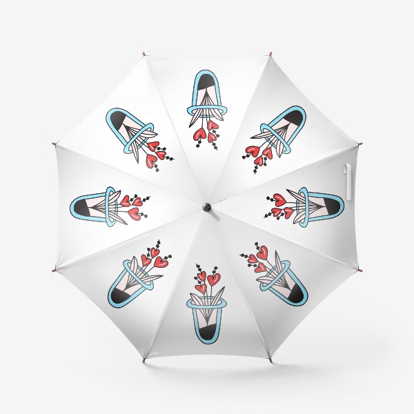 Зонт «Букет из сердечек в вазе»