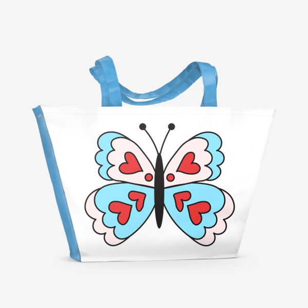 Пляжная сумка «Бабочка сердечки любовь»