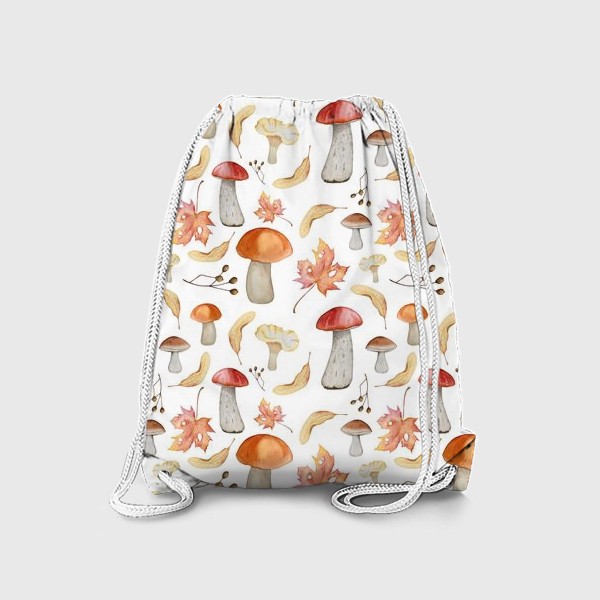 Рюкзак «Осенний акварельный паттерн с грибами и листьями»