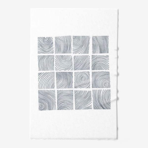 Полотенце «Акварельная нарисованная вручную абстрактная иллюстрация с квадратными срубами дерева. Стильная текстура дерева»