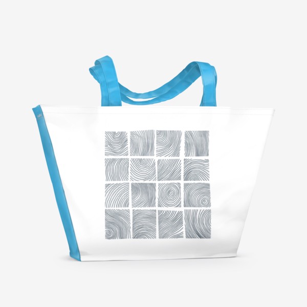 Пляжная сумка «Акварельная нарисованная вручную абстрактная иллюстрация с квадратными срубами дерева. Стильная текстура дерева»