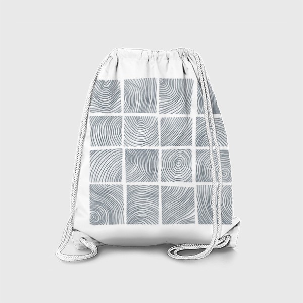 Рюкзак «Акварельная нарисованная вручную абстрактная иллюстрация с квадратными срубами дерева. Стильная текстура дерева»