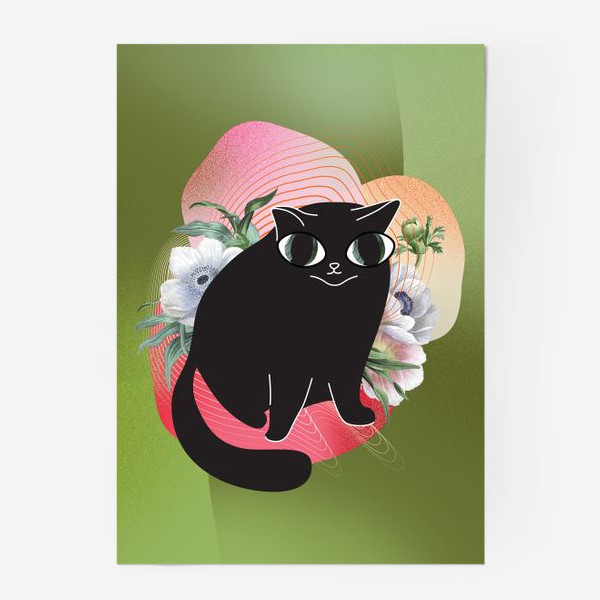 Постер «Котик охотится в лесу»