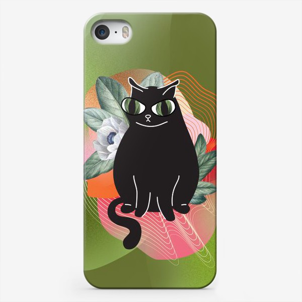 Чехол iPhone «Озадаченный котик в лесу»