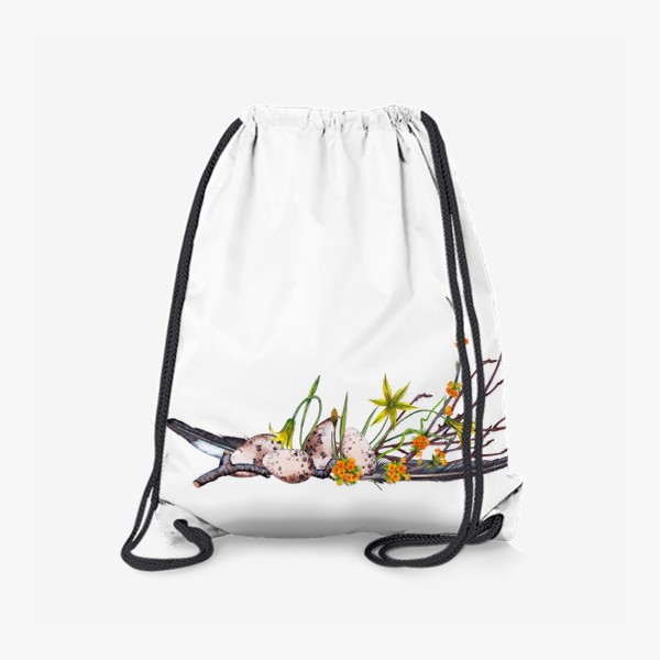 Рюкзак «Лесная Пасха Цветочная композиция с яйцами и перьями ласточки»