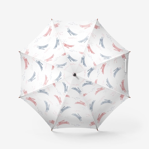 Зонт &laquo;Акварельный нарисованный вручную бесшовный фон с символами нового года. Кролики на лужайке&raquo;