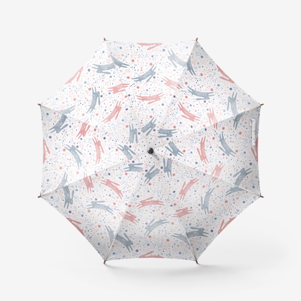 Зонт «Акварельный нарисованный вручную бесшовный фон с символами нового года. Кролики на лужайке»