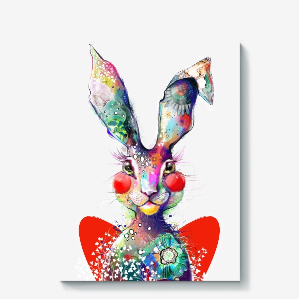 Холст «Акварельный заяц с сердцем»
