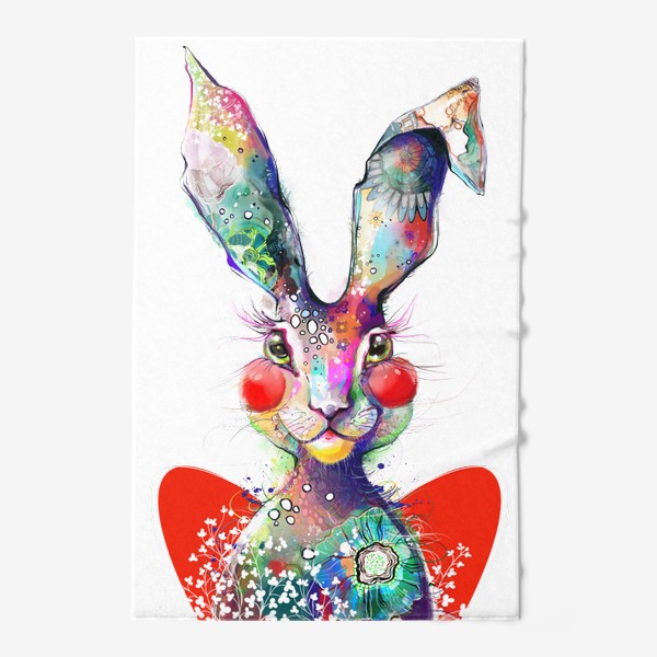 Полотенце «Акварельный заяц с сердцем»