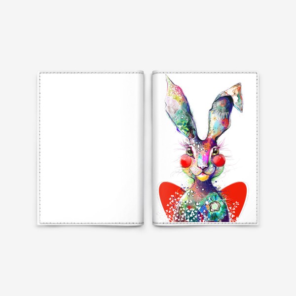 Обложка для паспорта «Акварельный заяц с сердцем»