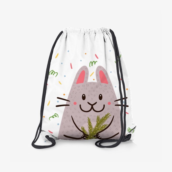 Рюкзак «Милый кролик с еловой веточкой. Новый год»