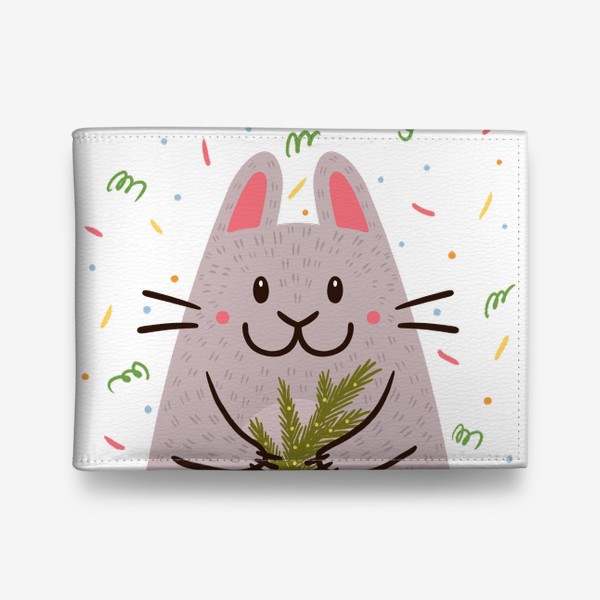 Кошелек «Милый кролик с еловой веточкой. Новый год»
