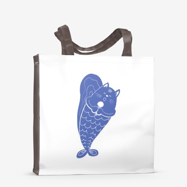 Сумка-шоппер «Синий кот поёт»