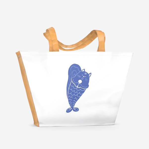 Пляжная сумка «Синий кот поёт»