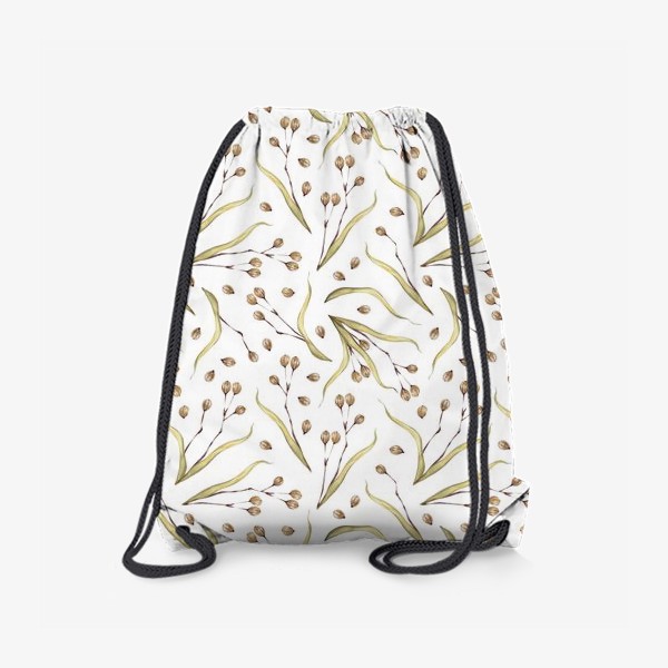 Рюкзак «Акварельный нарисованный вручную бесшовный фон с веточками липы и семенами липы»