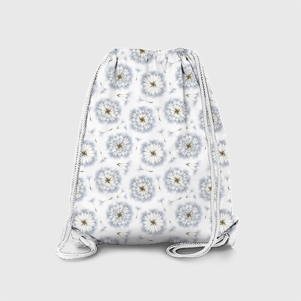 Рюкзак «Акварельный нарисованный вручную бесшовный фон с пушистыми разлетающимися одуванчиками»