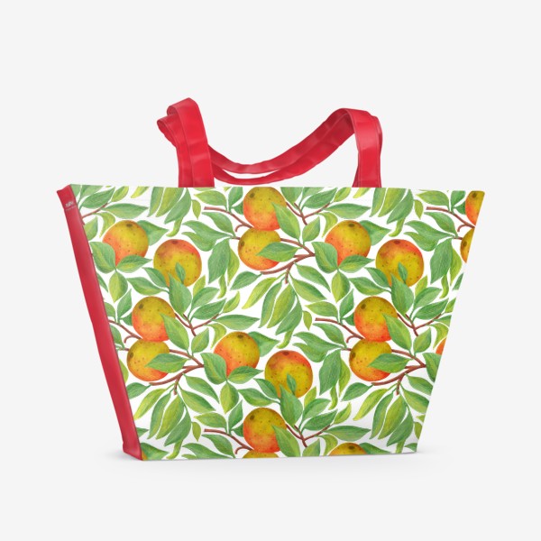 Пляжная сумка «Сочные яблоки. Бесшовный паттерн»