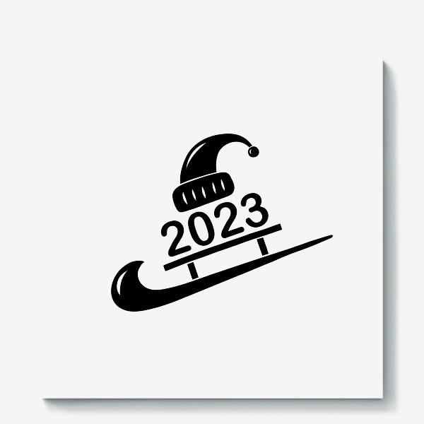 Холст «2023 год врывается к нам на санях»