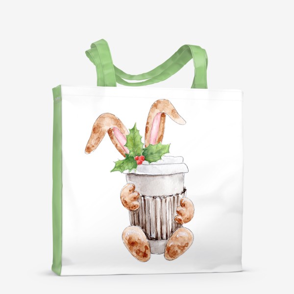 Сумка-шоппер «Новогодний кролик кофеман, серя Ушастые»