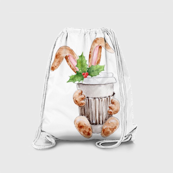 Рюкзак «Новогодний кролик кофеман, серя Ушастые»