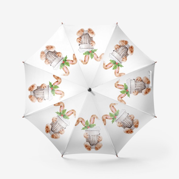 Зонт «Новогодний кролик кофеман, серя Ушастые»