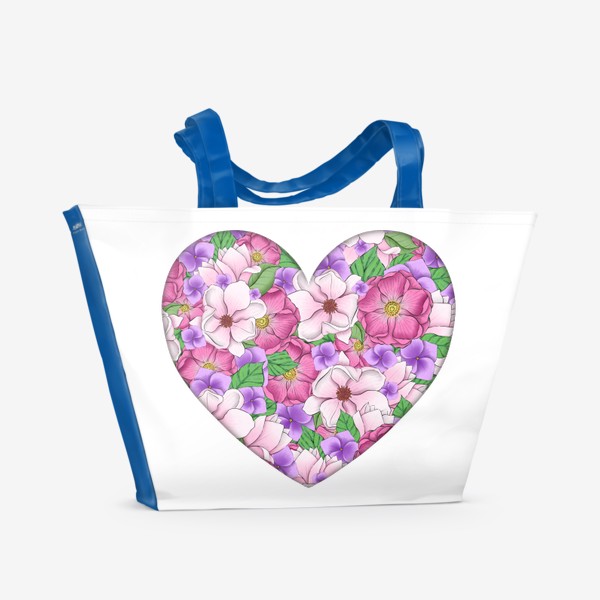Пляжная сумка «Love. Heart. Принт ко дню святого Валентина.»