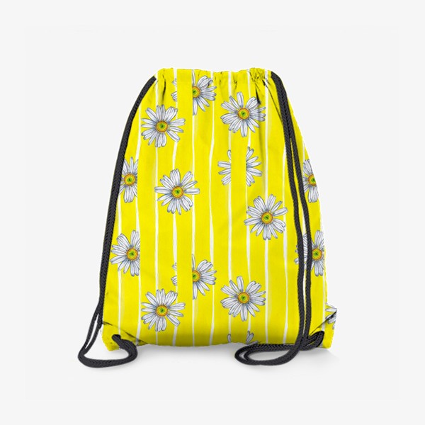 Рюкзак «Летний паттерн Белые ромашки на желтых полосках»
