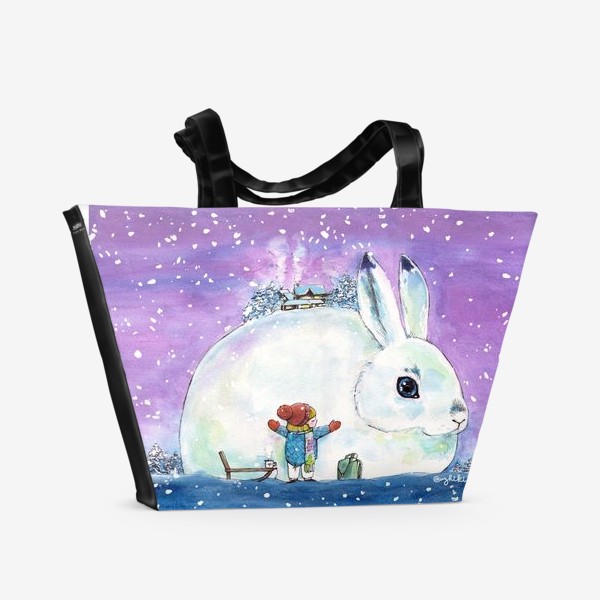 Пляжная сумка «девочка и заяц»