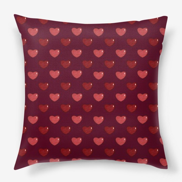 Подушка «Текстурные блестящие сердца. Любовь. День влюблённых. Сердечки »