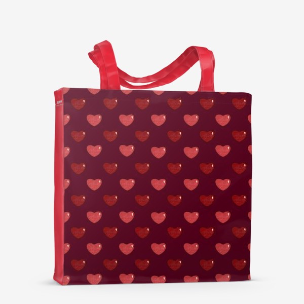 Сумка-шоппер «Текстурные блестящие сердца. Любовь. День влюблённых. Сердечки »
