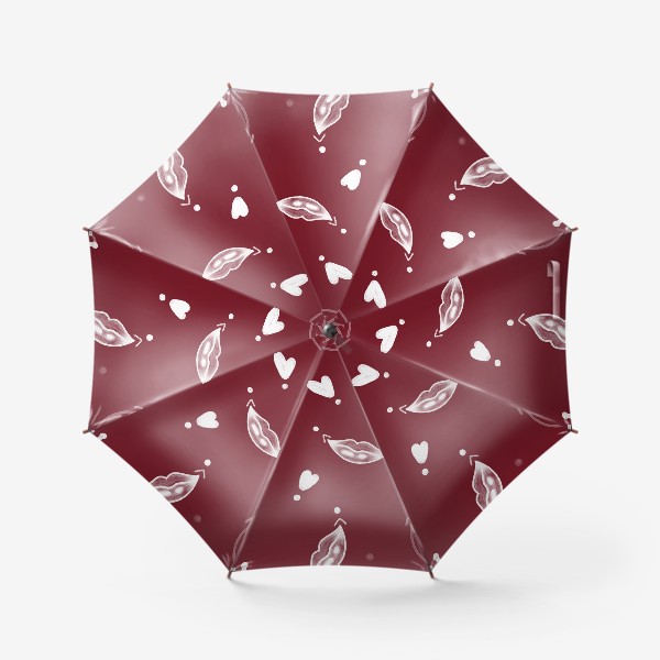 Зонт «красные губы и сердечки»