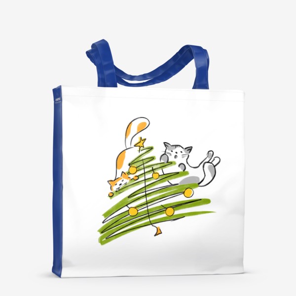 Сумка-шоппер «Коты и елка»
