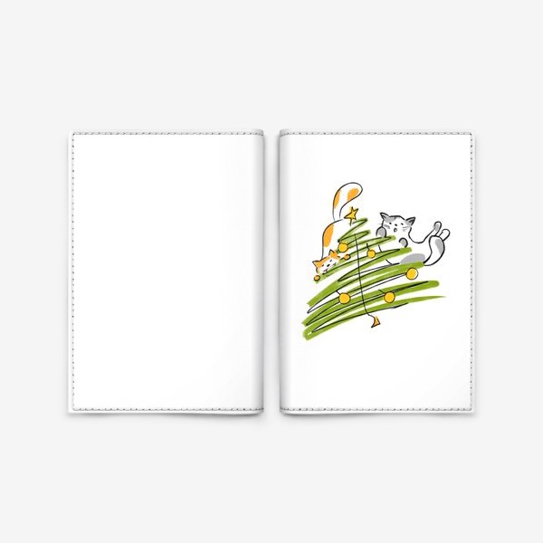 Обложка для паспорта «Коты и елка»